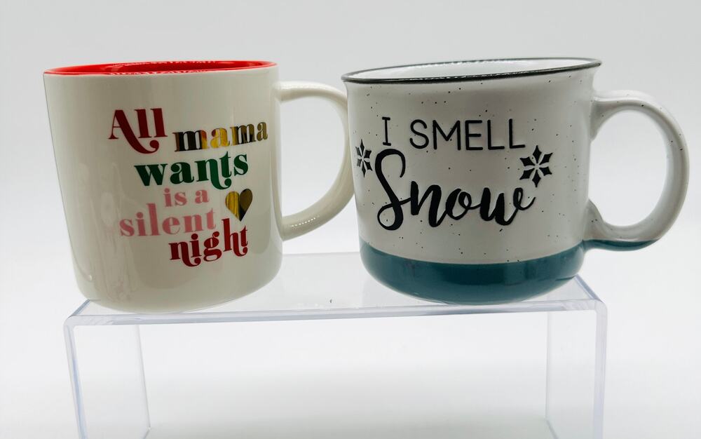 2 Christmas mugs Mama Silent Night Cocoa tea microwave safe